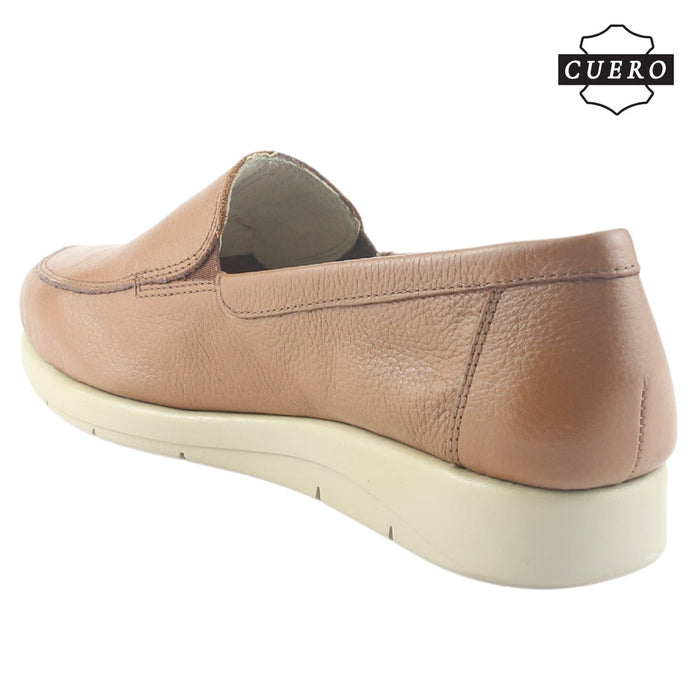 Mocasin de Cuero Chalada Mujer Cira-1 Camel Casual Mocasines Taco Chalada