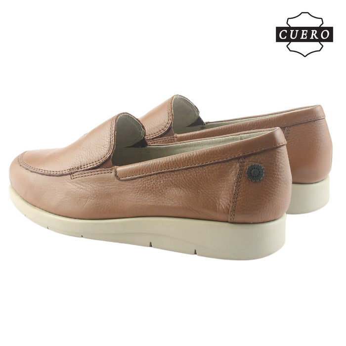 Mocasin de Cuero Chalada Mujer Cira-1 Camel Casual Mocasines Taco Chalada