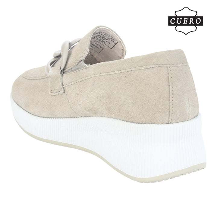 Mocasin de Cuero Chalada Mujer Ivana-1 Beige Casual Mocasines Taco Chalada
