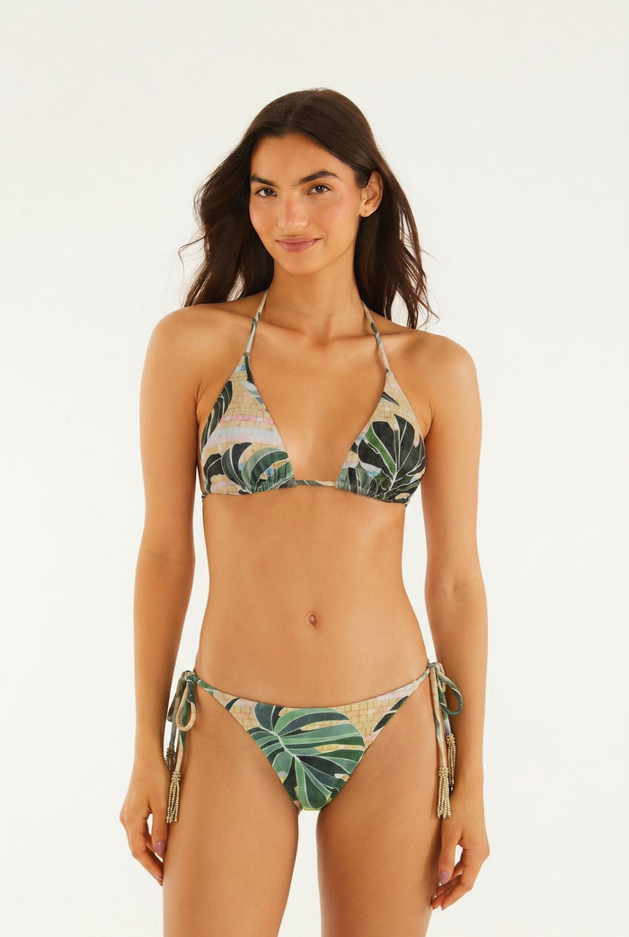 Mosaic Side Ties Tassels Bikini Bottom