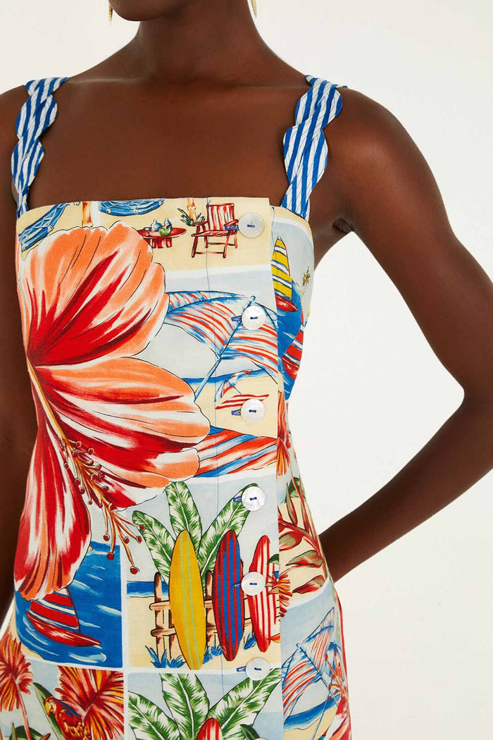 FARM Rio model wearing the Summer Diary Multicolor Mini Dress