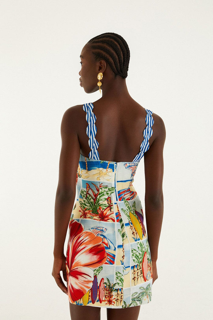 FARM Rio model wearing the Summer Diary Multicolor Mini Dress