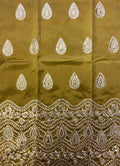 Mustard Color African George Lace with Gold Embroidery