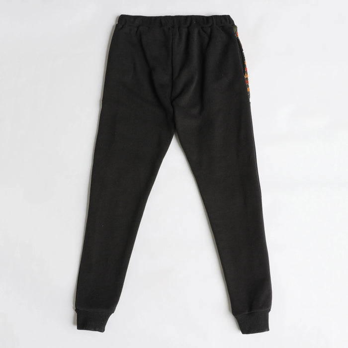 Nanica solid navy boys jogger pants, front flat lay