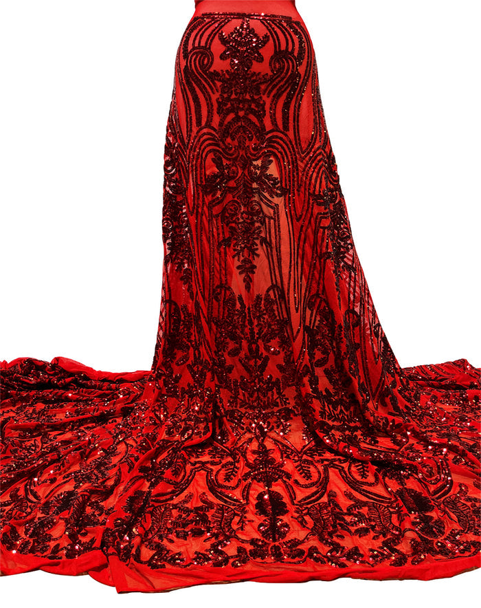 New Design Red Bridal Sequin Fabric