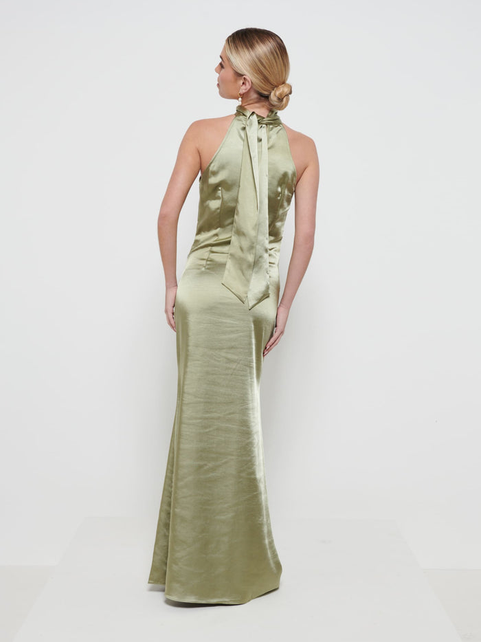 Taylor Is 5'9" & Wears Size UK 8|Odelle Maxi Bridesmaid Dress - Matte Olive