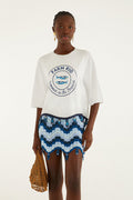 Off-White Summer In The Tropics Crochet Hem T-Shirt