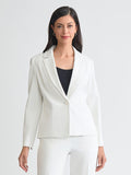 Plus One Button Blazer, Compression Suiting, Vanilla Ice | Kasper