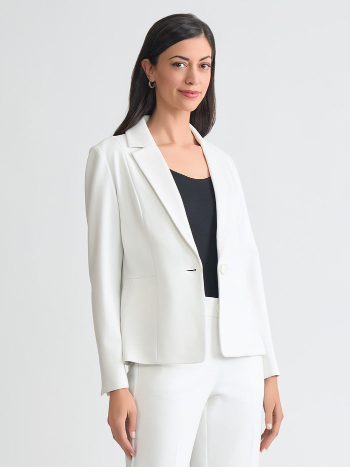 Plus One Button Blazer, Compression Suiting, Vanilla Ice | Kasper