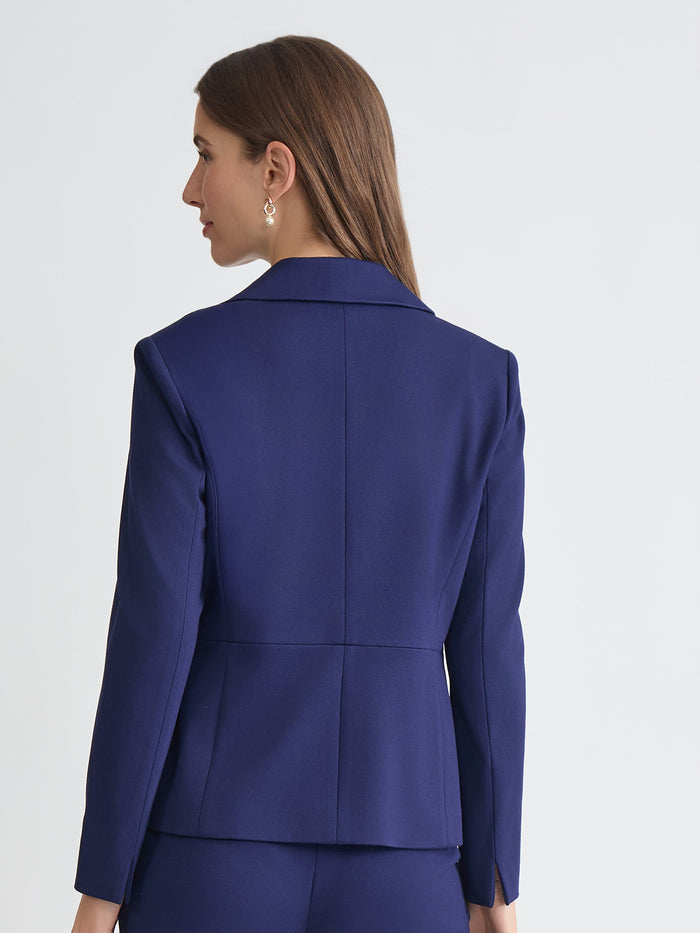 Plus One Button Blazer, Compression Suiting, Kasper Navy | Kasper