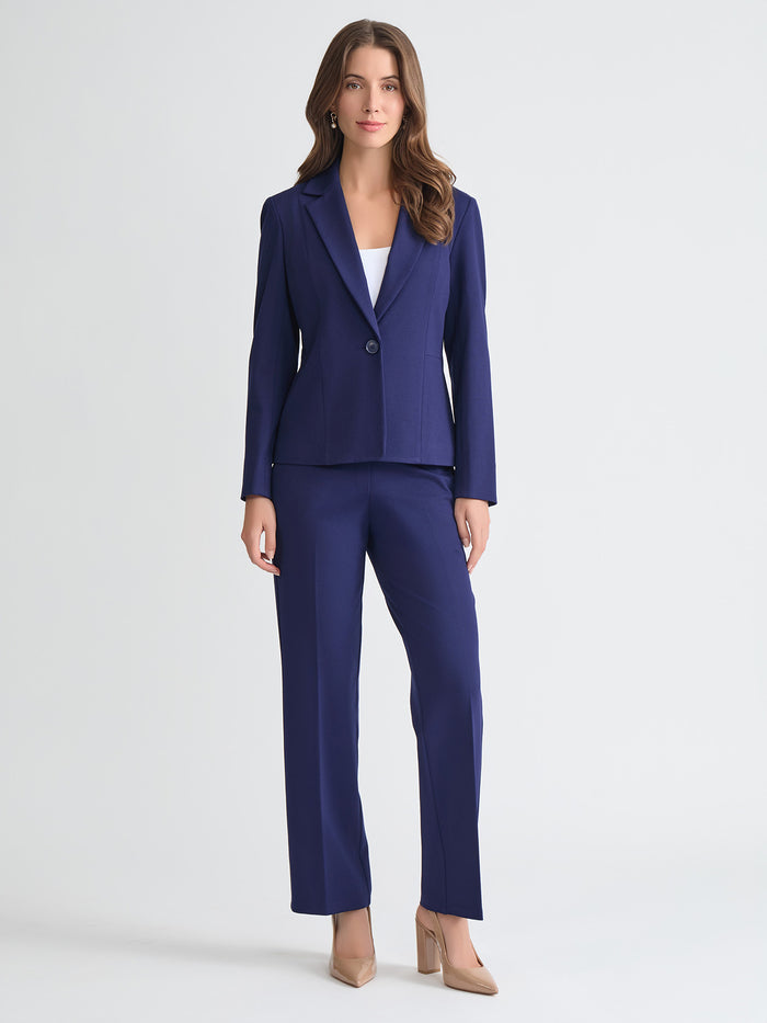 Plus One Button Blazer, Compression Suiting, Kasper Navy | Kasper
