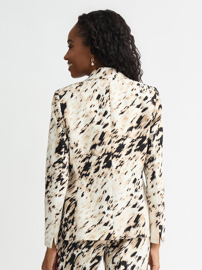 Plus One Button Blazer, Scuba, Toasted Wheat Multi | Kasper