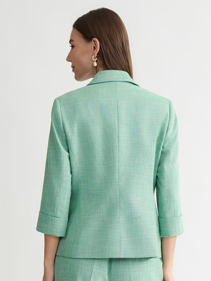 Plus One Button Jacket, Lush Green/Vanilla Ice | Kasper
