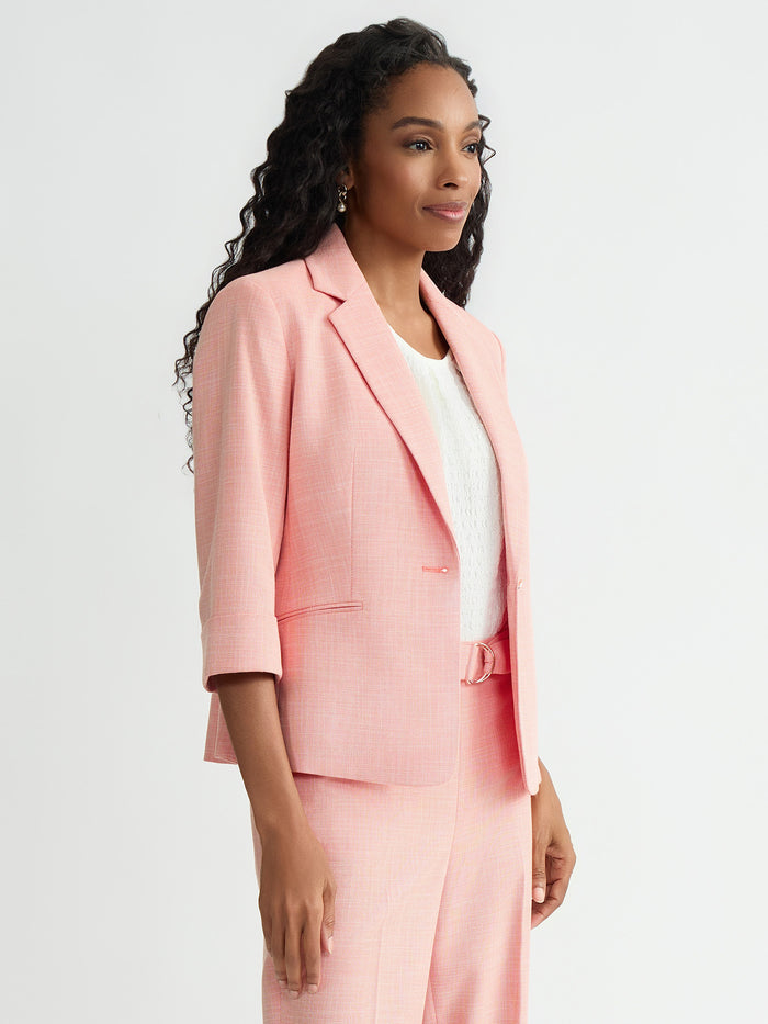 Plus One Button Blazer, Mandarin/Vanilla Ice | Kasper