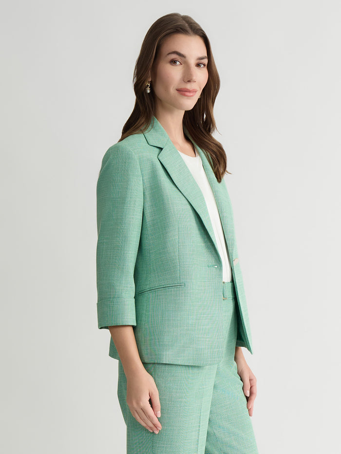 Plus One Button Jacket, Lush Green/Vanilla Ice | Kasper