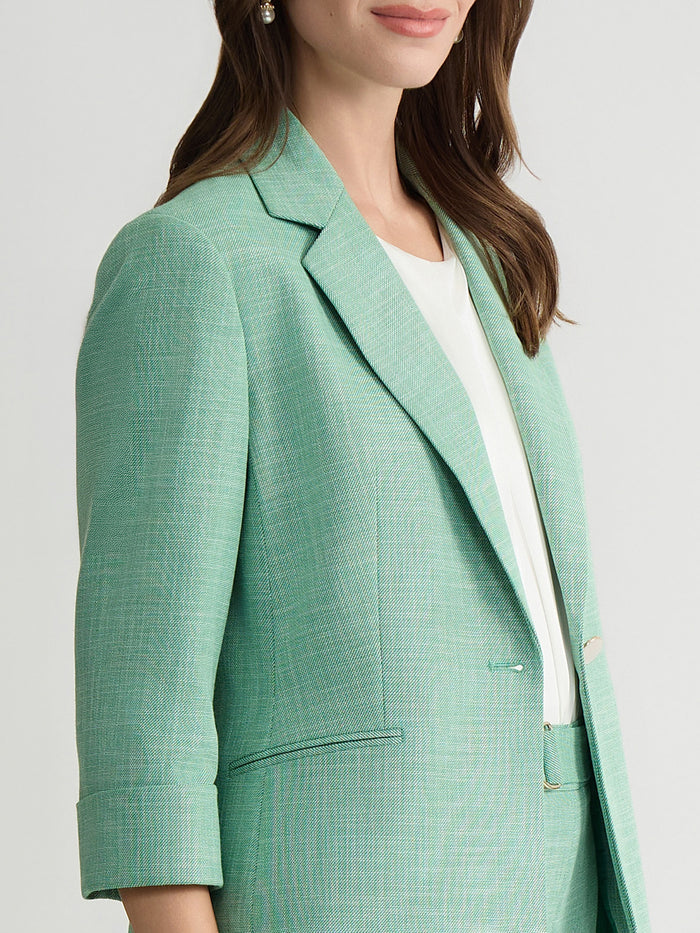 Plus One Button Jacket, Lush Green/Vanilla Ice | Kasper