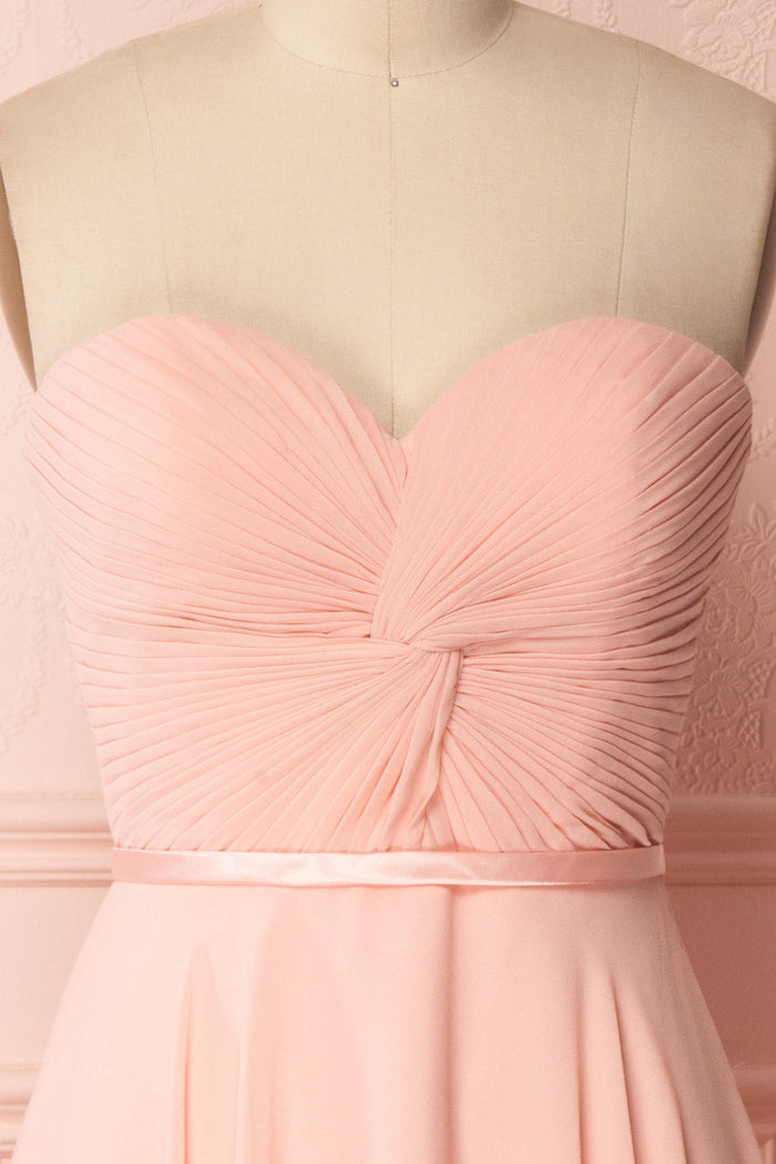 Peach Sweetheart Twist-Front Short Bridesmaid Dress