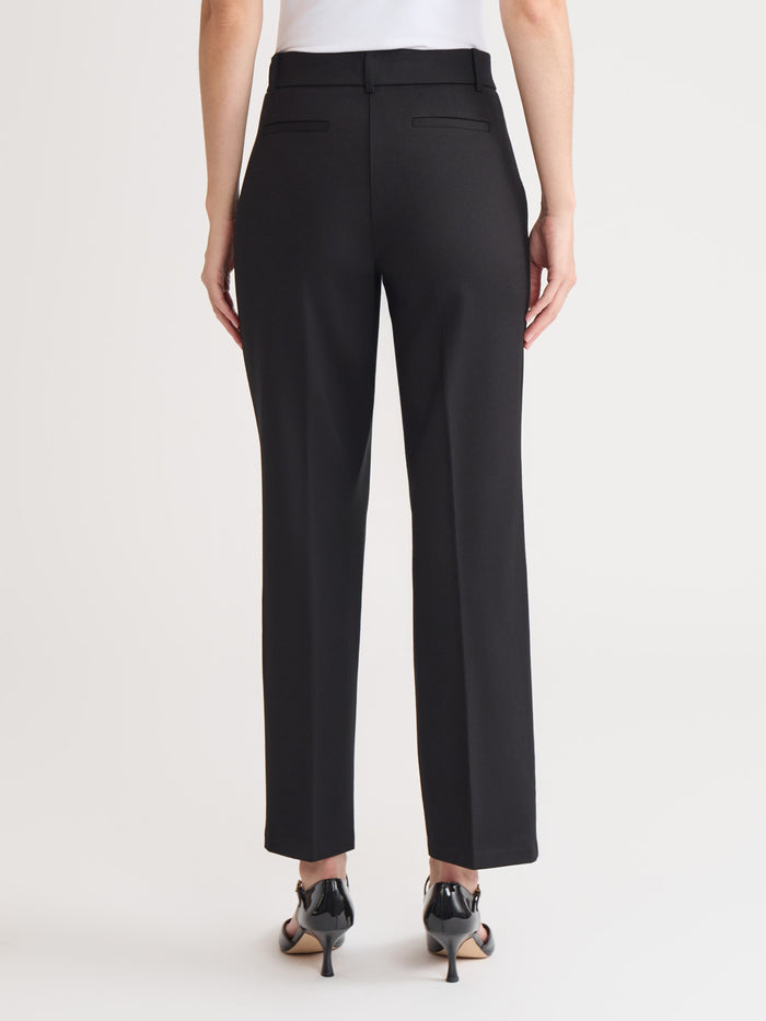 Pull-On Faux Fly Front Pant, Black | Kasper