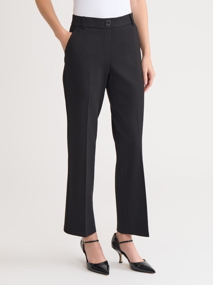 Pull-On Faux Fly Front Pant, Black | Kasper