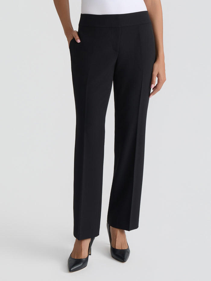 Plus Ava Boot Leg Pant, Stretch Crepe, Black | Kasper