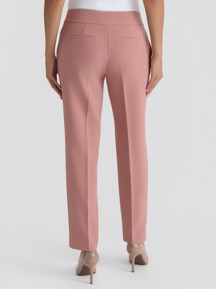 Petite Ava Straight Leg Pant, Stretch Crepe, Tearose | Kasper
