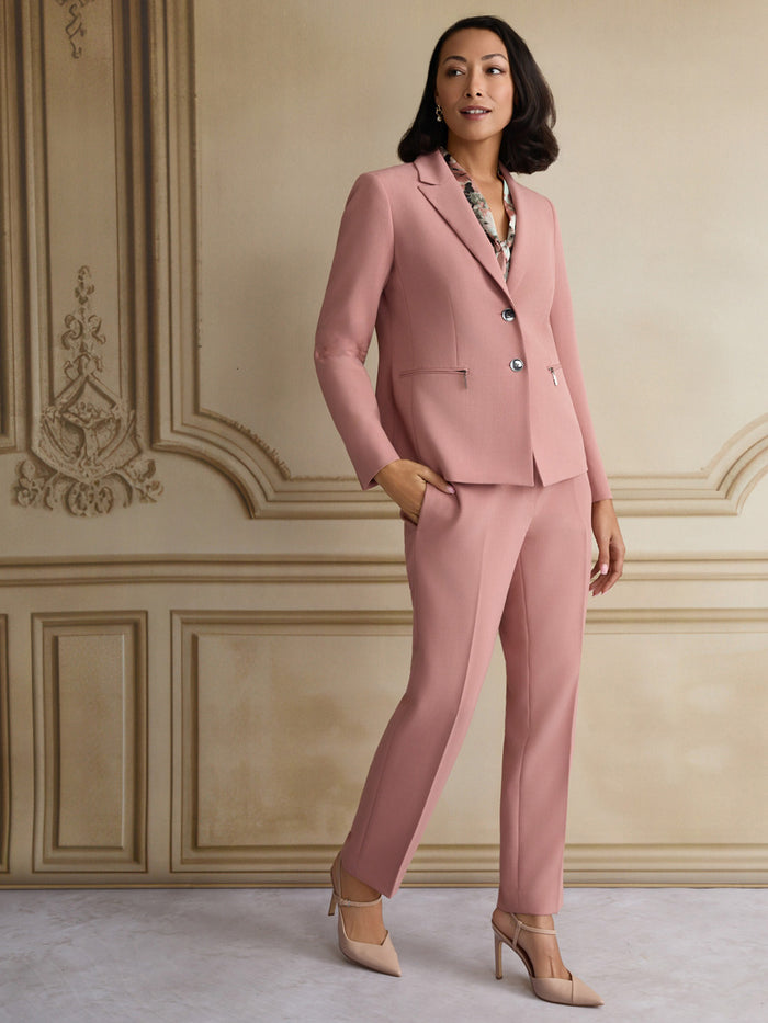 Petite Ava Straight Leg Pant, Stretch Crepe, Tearose | Kasper