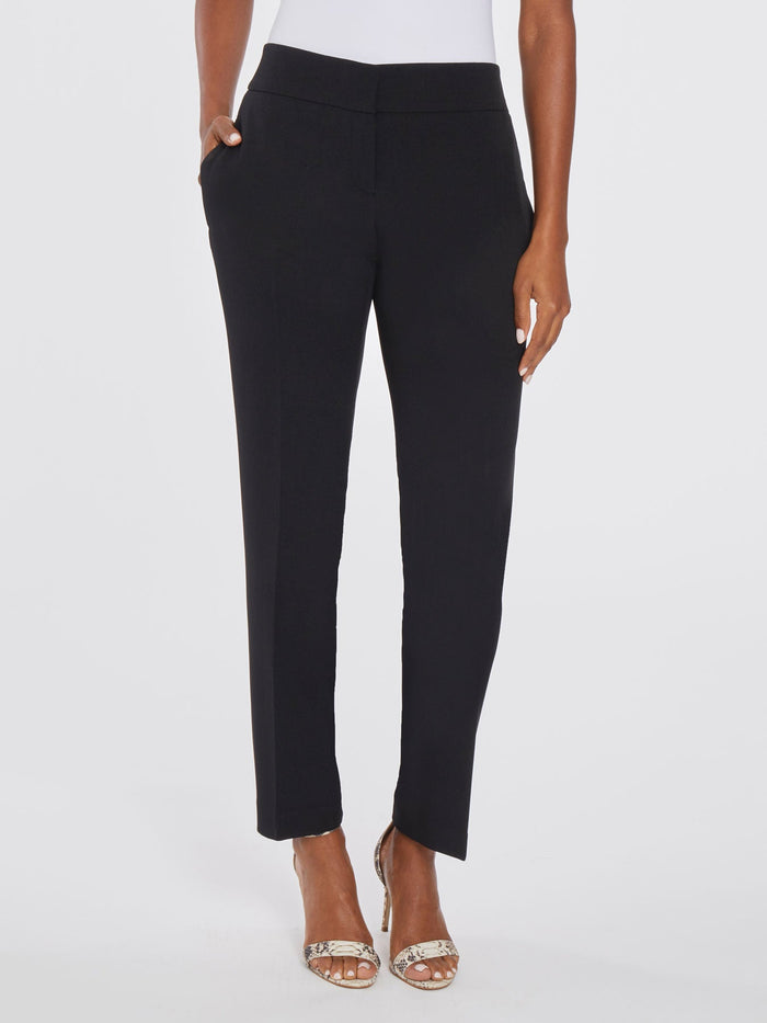 Stretch Crepe Slim Leg Pants, Black | Kasper