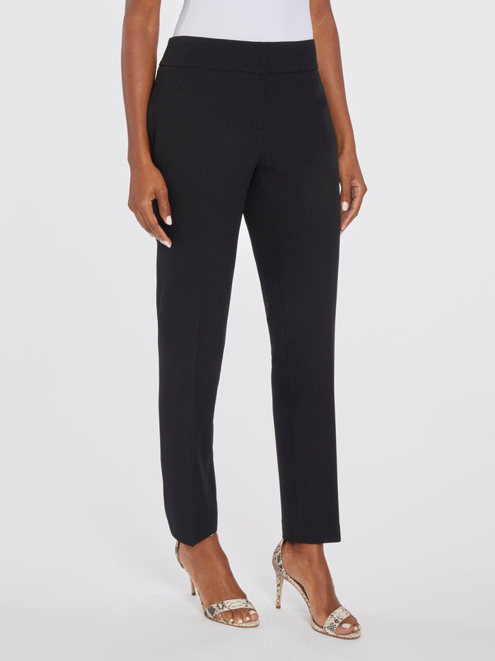 Stretch Crepe Slim Leg Pants, Black | Kasper