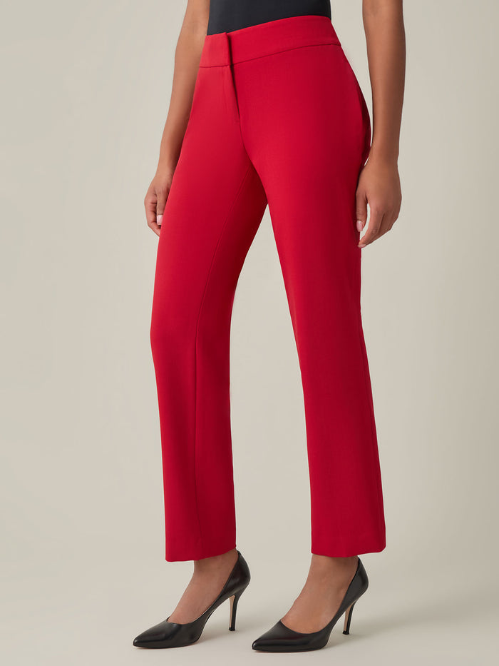 Petite Harlow Pant, Iconic Stretch Crepe, Fire Red | Kasper