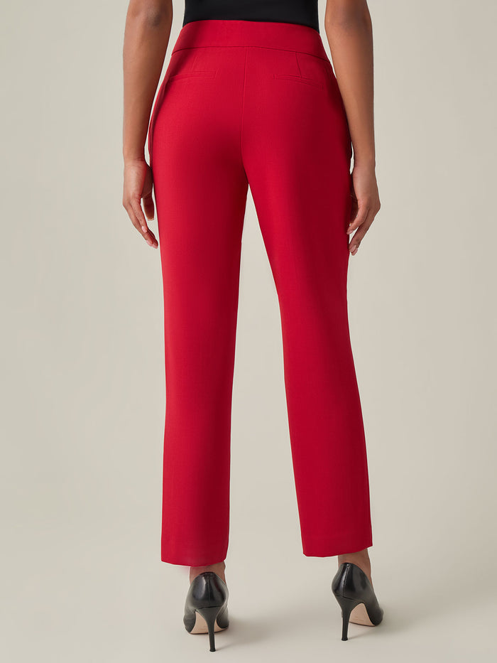 Petite Harlow Pant, Iconic Stretch Crepe, Fire Red | Kasper