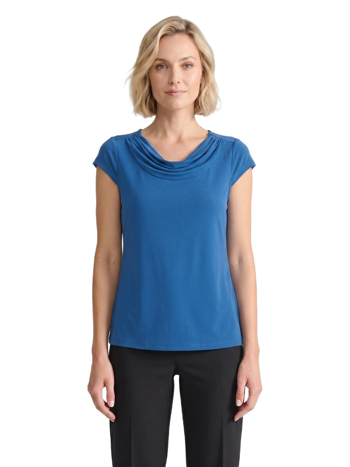 Petite Cowl Neck Top, Everyday Knit, Blue Night | Kasper