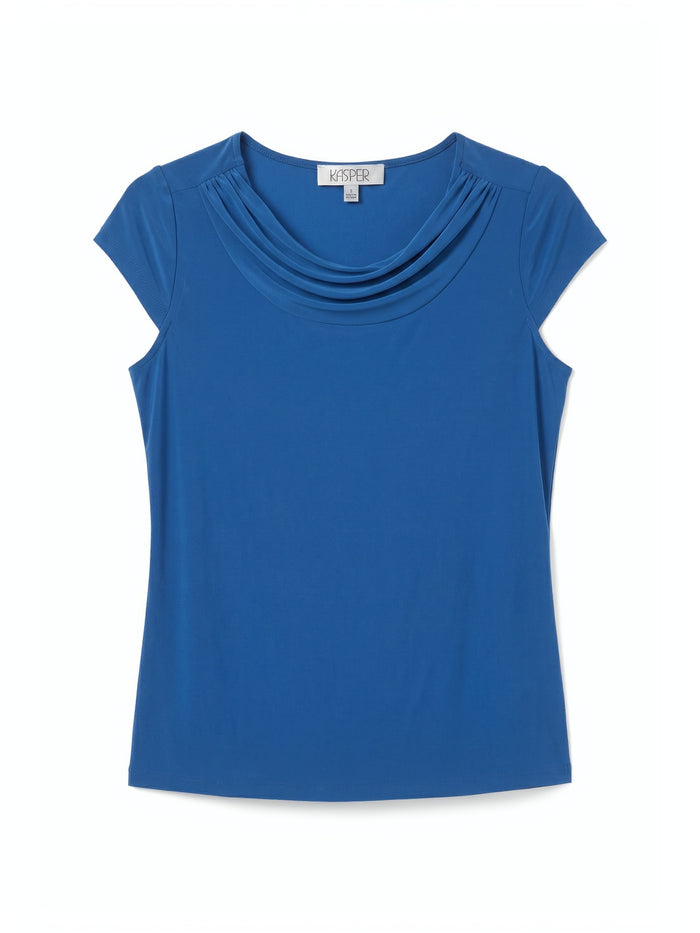 Plus Cowl Neck Top, Everyday Knit, Blue Night | Kasper