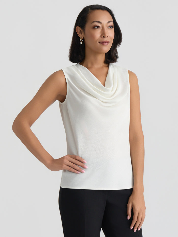 Plus Cowl Neck Top, Vanilla Ice | Kasper