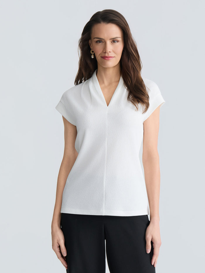 Plus Funnel Neck Sleeveless Top, Everyday Knit, Vanilla Ice | Kasper