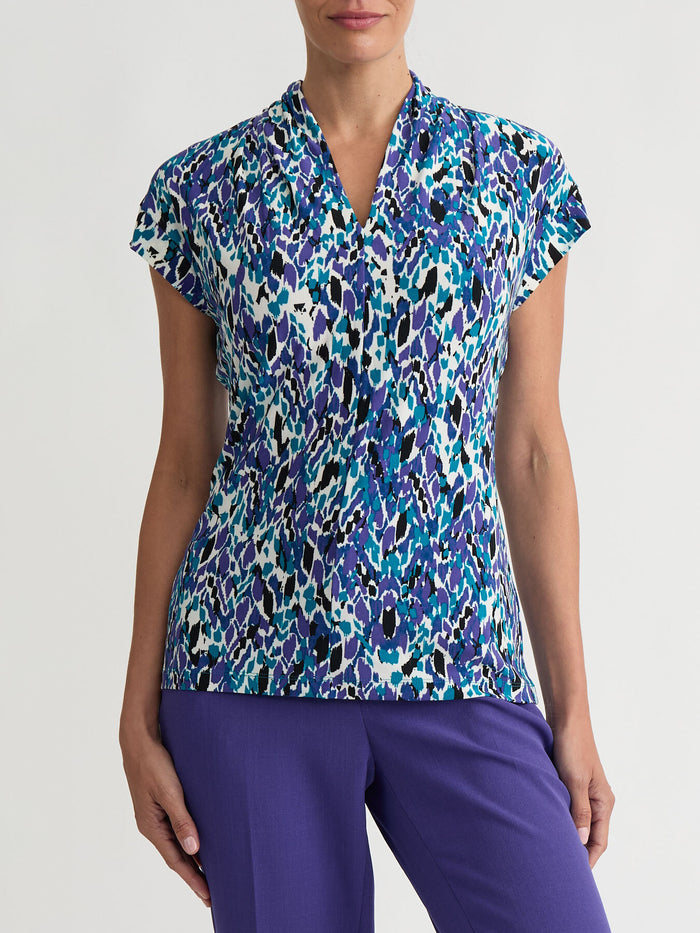 Petite Funnel Neck Top, Everyday Knit, Regal Plum Multi | Kasper