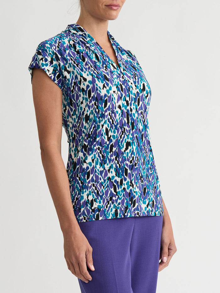 Petite Funnel Neck Top, Everyday Knit, Regal Plum Multi | Kasper