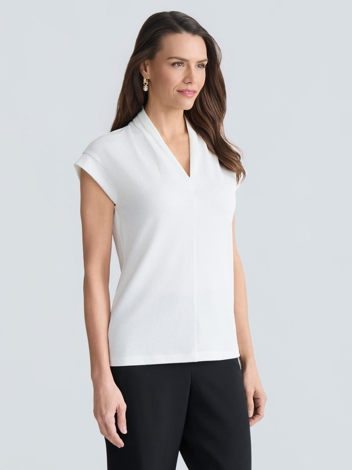Plus Funnel Neck Sleeveless Top, Everyday Knit, Vanilla Ice | Kasper