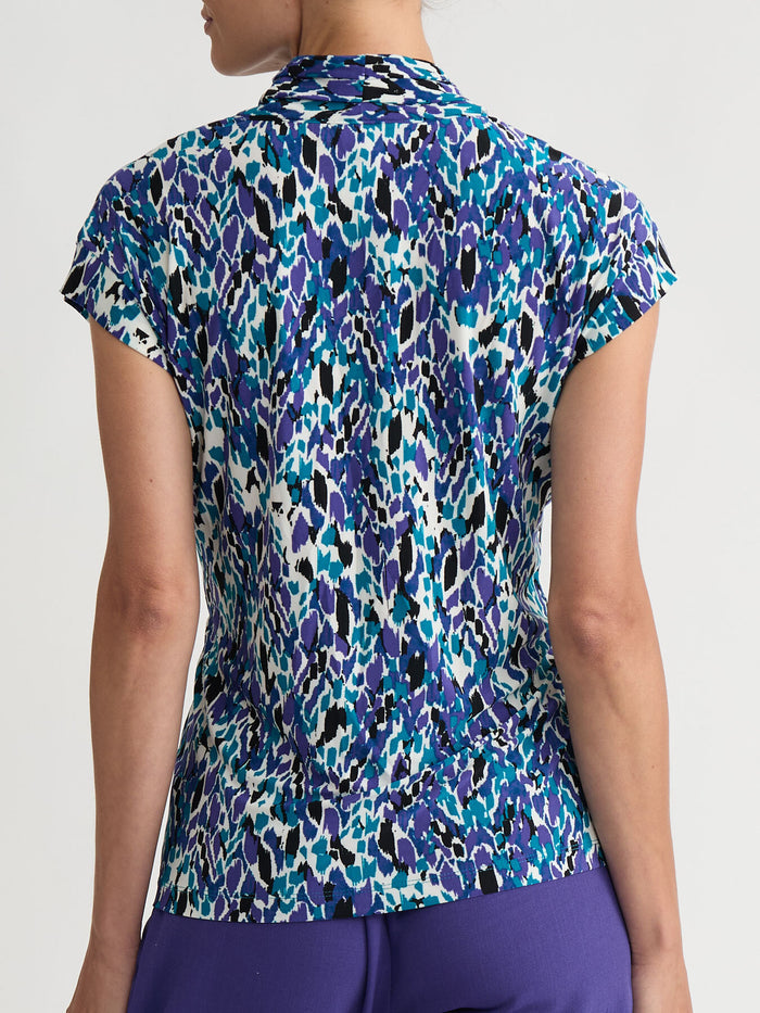 Petite Funnel Neck Top, Everyday Knit, Regal Plum Multi | Kasper