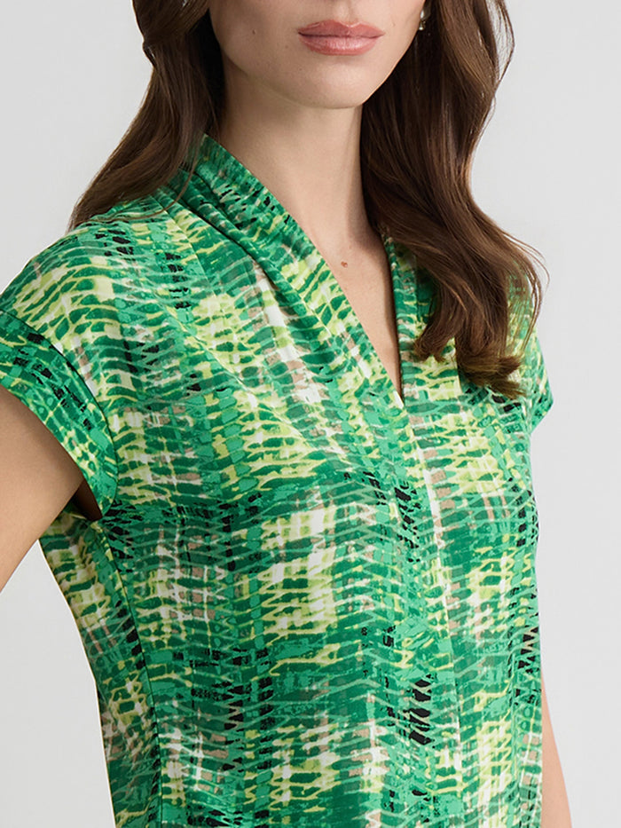Plus Funnel Neck Top, Lush Green Multi | Kasper