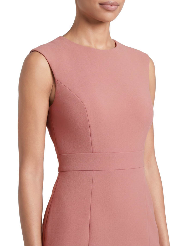 Petite Jewel Neck Waistband Sheath Dress, Stretch Crepe, Tearose | Kasper