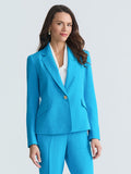 Plus One Button Princess Seam Blazer, Pebble Crepe, Bright Azul | Kasper