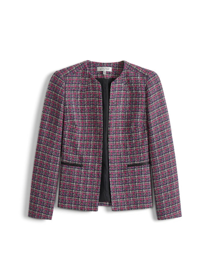 Plus Open Jacket, Tweed, Cerise Multi | Kasper