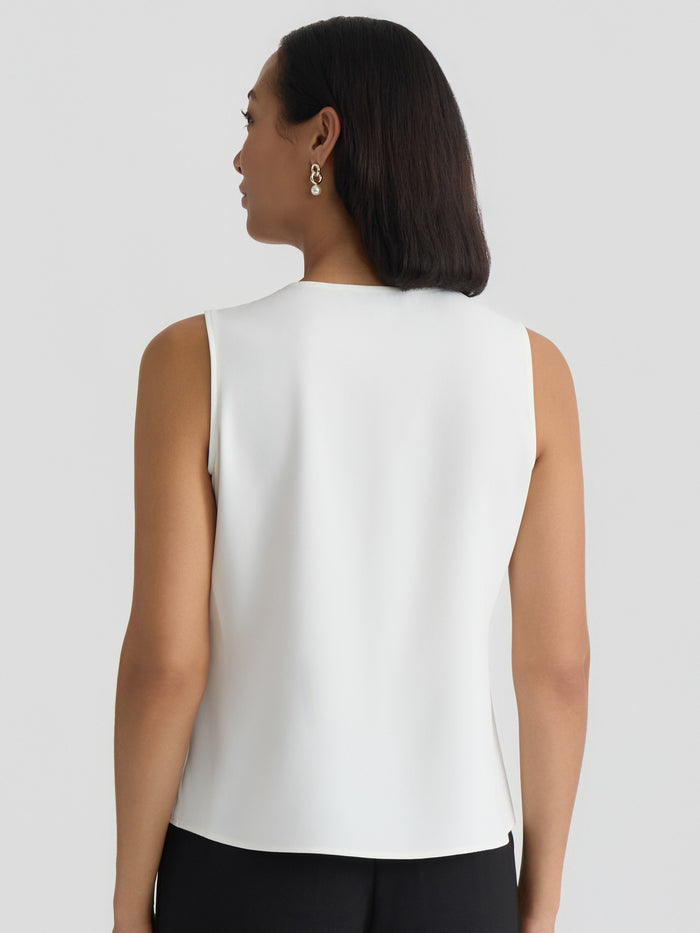 Plus Ruffle Collar Sleeveless Blouse, Vanilla Ice | Kasper