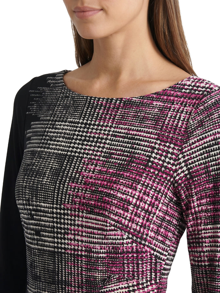 Petite Side Pleat Dress, Everyday Knit, Cerise Multi | Kasper