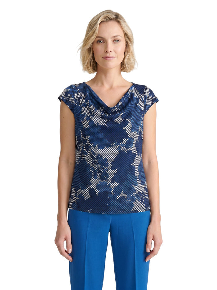 Petite Sleeve Yoke Cap Sleeve Top, Everyday Knit, Vanilla Ice Multi | Kasper