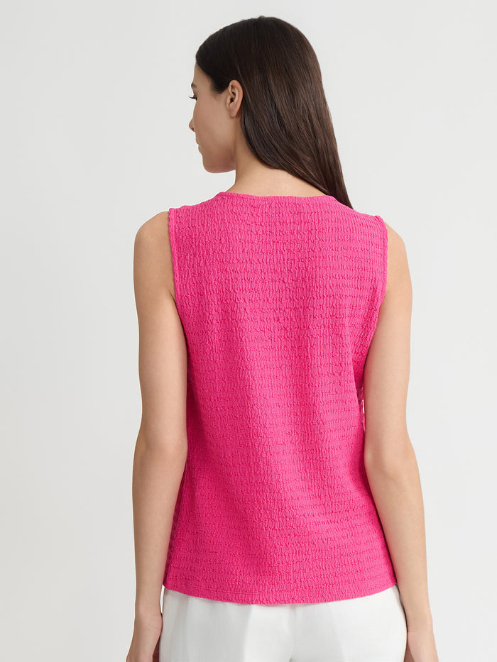 Plus Textured Keyhole Sleeveless Top, Pink Perfection | Kasper