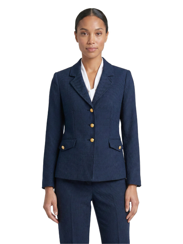 Petite Three Button Jacket, Blue Night/Black | Kasper