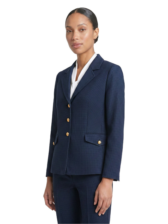 Petite Three Button Jacket, Blue Night/Black | Kasper