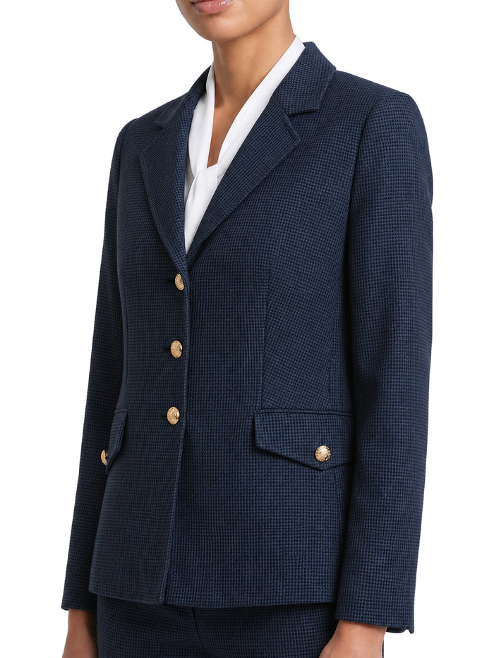 Petite Three Button Jacket, Blue Night/Black | Kasper