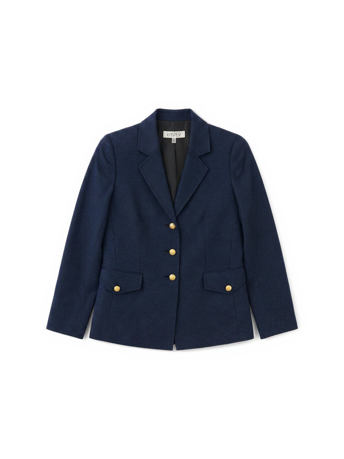 Petite Three Button Jacket, Blue Night/Black | Kasper